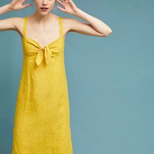 Anthropologie Yellow Linen Sun Dress